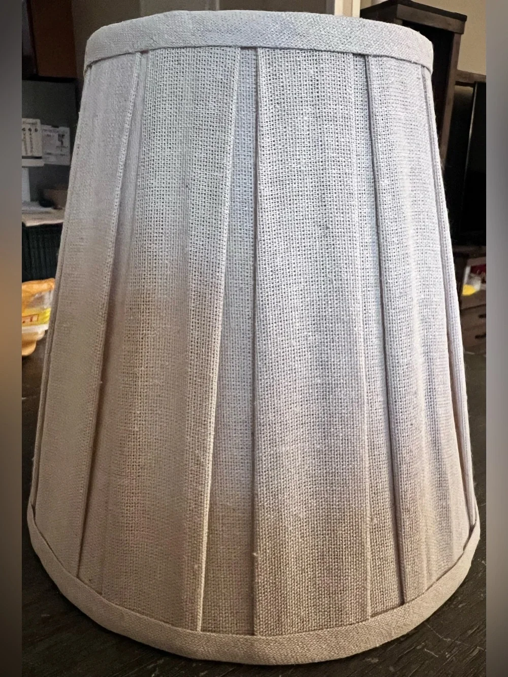 Box Pleated Burlap Natural Linen Fabric Lampshade 10 H x 6” top Dia 10” Base Dia